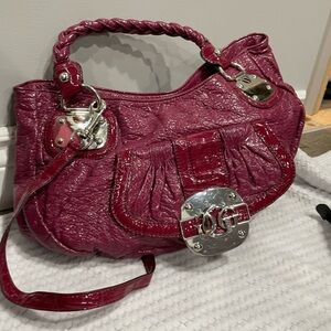 GUESS Glossy Berry Shoulder Bag with Braided Handle